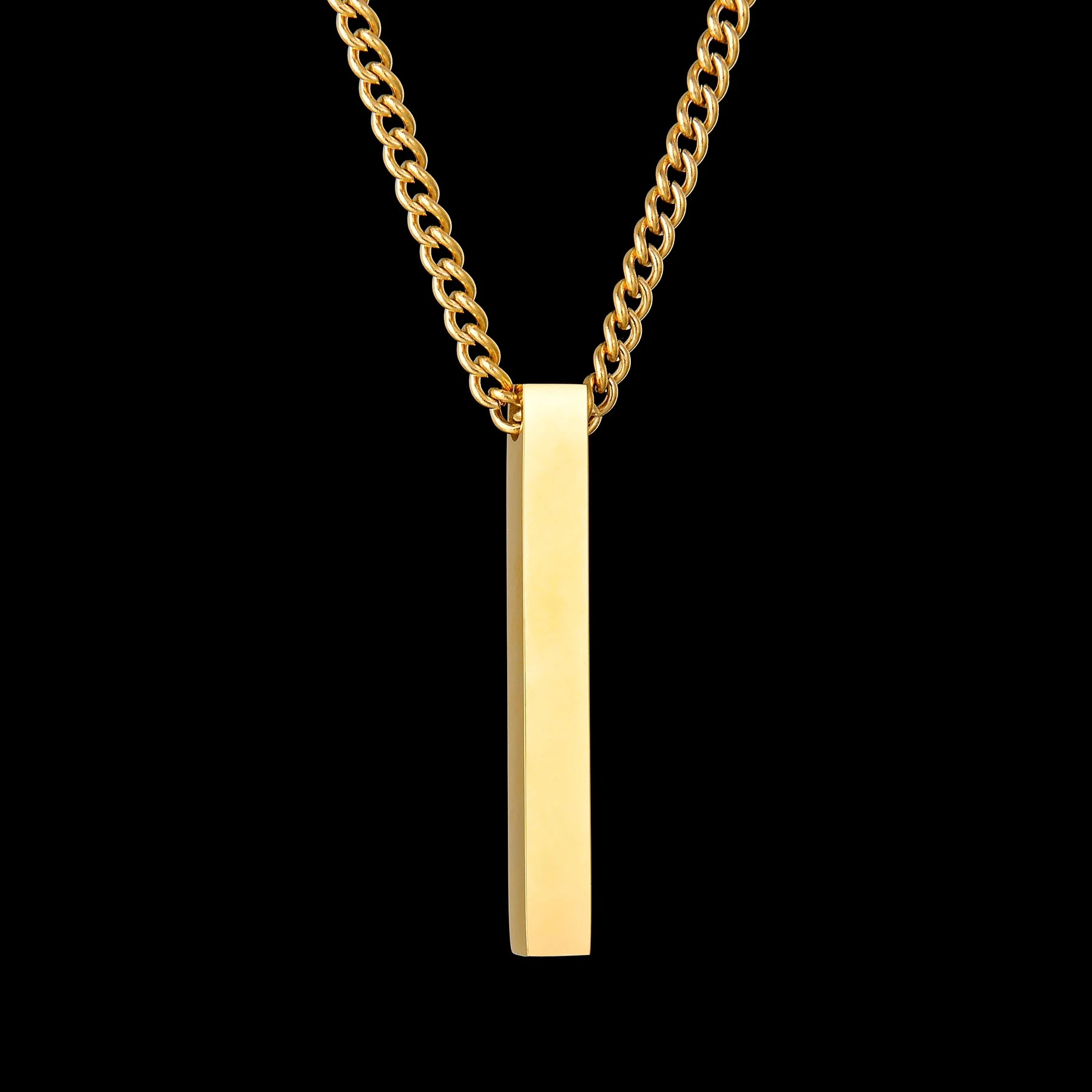 High Quality Stainless Steel Square Pendant Necklace for Men Women Blank Bar Couple Necklace Birthday Christmas Jewelry Gift