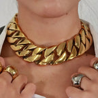 Stainless Steel 18K Necklace Jewelry Chunky Gold Cuban Link Chain Choker Jewelry for MEN