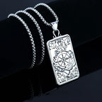 Silver Compass Pendant Necklace Stainless Steel