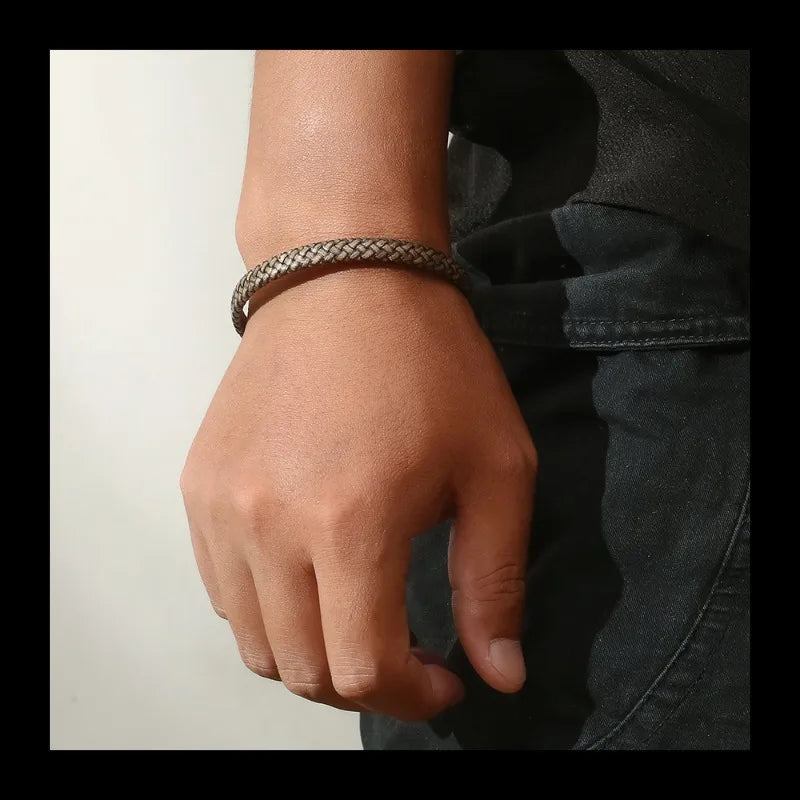 Leather Bracelet — Stainless Steel