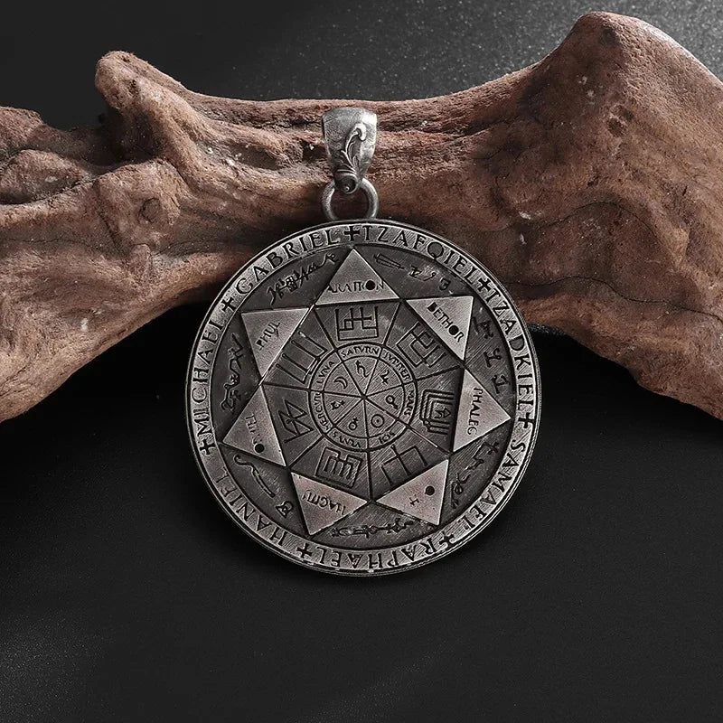 7 Archangels Seal Pendant Solomon Talisman Stainless Steel Necklace Mystical Amulet Jewelry For Men Women Hip Hop Rock