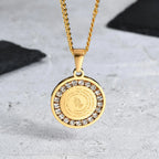 Iced Out Prayer Coin Pendant Necklace — Stainless Steel