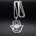 Hamsa Ankh Eye of Horus Pendant Necklace