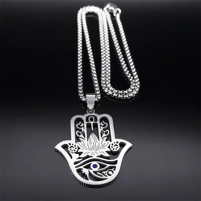 Hamsa Ankh Eye of Horus Pendant Necklace
