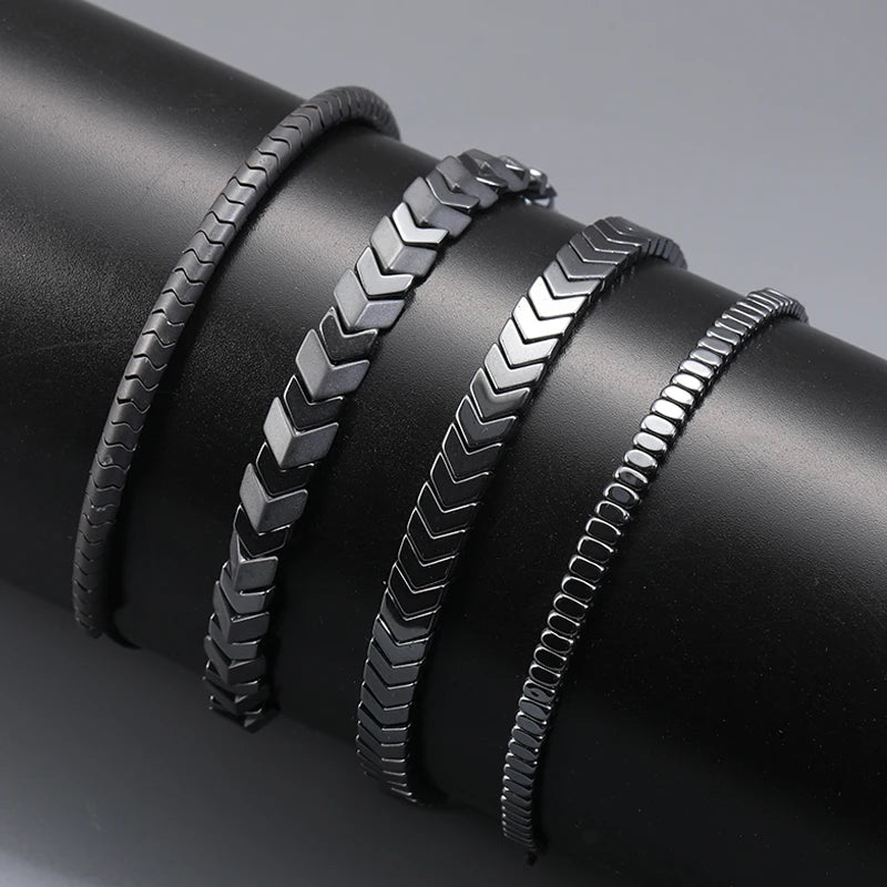 Hematite Arrow Shape Stone Beads Bracelets Weight Bangle for Women Men Fashion Health Care Unisex Jewelry