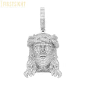 Iced Out Jesus Head Pendant Necklace — Two-Tone