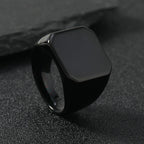 Simple Personality Geometry Beveled Smooth Surface Large Square Stainless Steel Rings for Men Trendy Punk Jewelry Accessory Gift