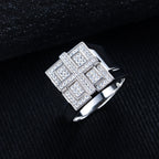 Iced Out Cross Ring — Two-Tone Silver Gold