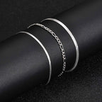 Minimal Chain Bracelet Set Silver — Stainless Steel
