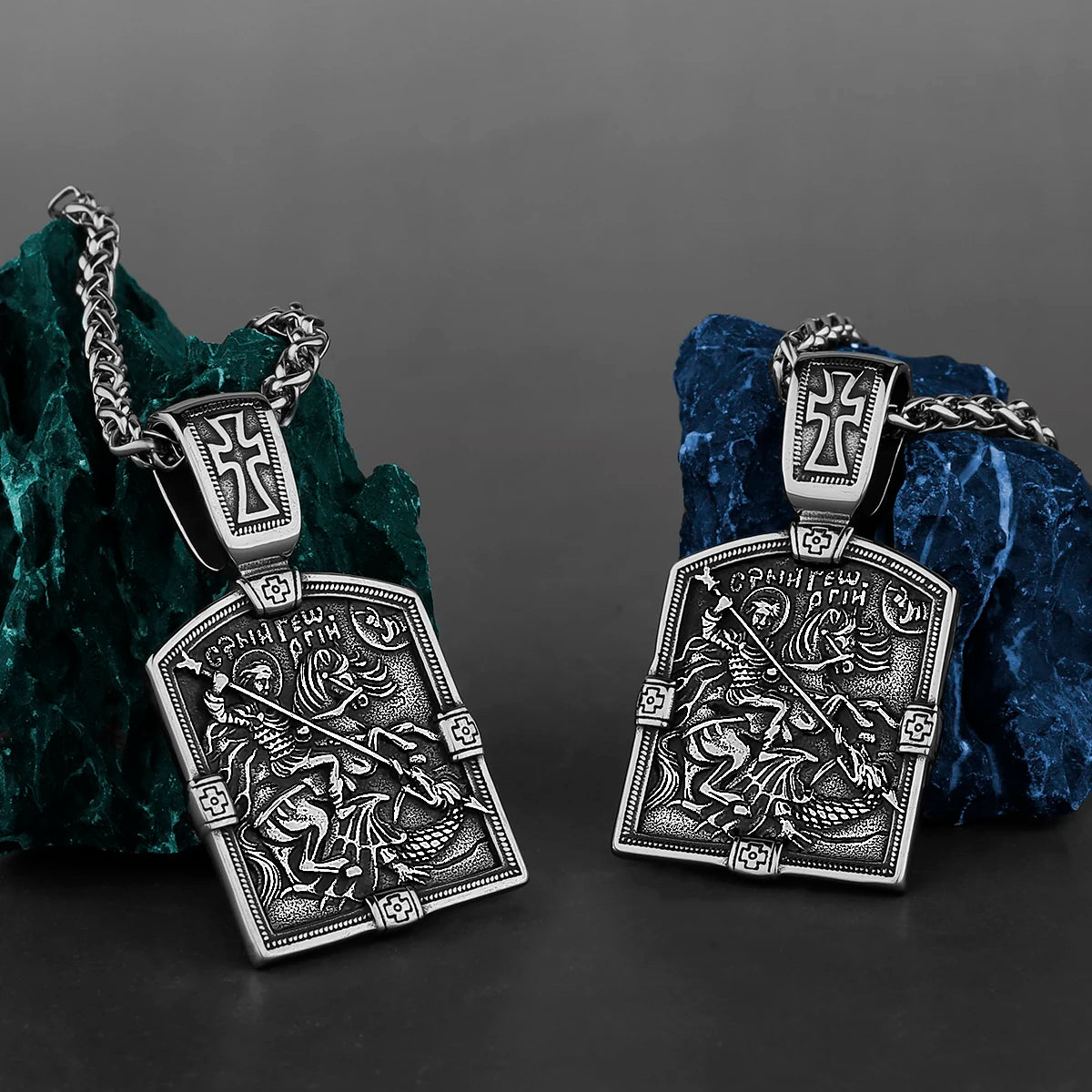 Saint George Cross Pendant Necklace — Stainless Steel