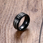 Black Letter Initial Ring — Stainless Steel