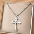 Stainless Steel Necklace Hip Hop Street Creative Fashion Cross Pendant Necklace For Women Jewelry Party Commuter Matching