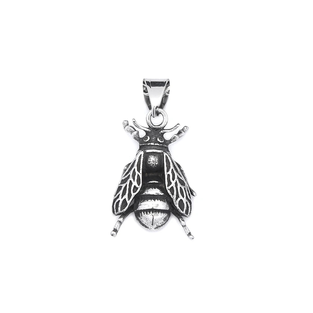 Gothic Bee Pendant — Stainless Steel