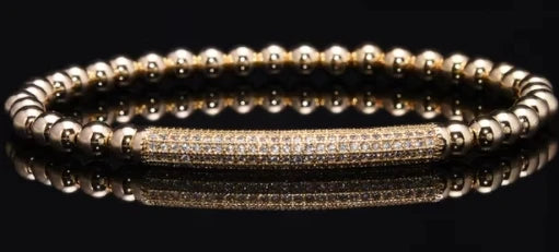 3pcs/Set Luxury Gold Color Beads Royal King Crown Dice Charm CZ Ball Bracelet Mens Fashion Bracelets & Bangles Multi