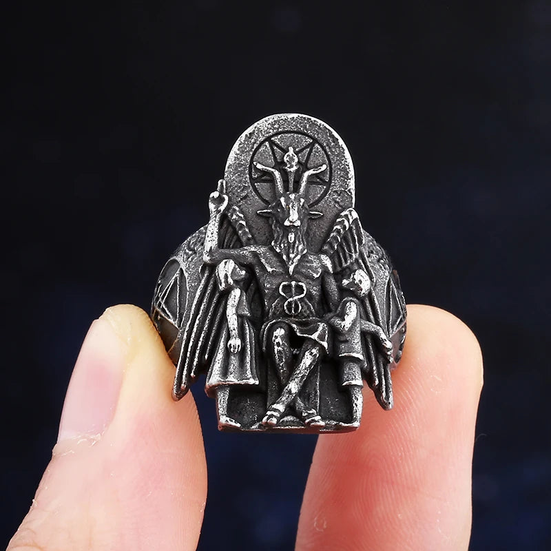 Punk 2024 New Vintage Ring Lucifer Satan Signet Ring For Man Good Detail Aubis Punk Jewelry Freeshipping Boyfriend Gift