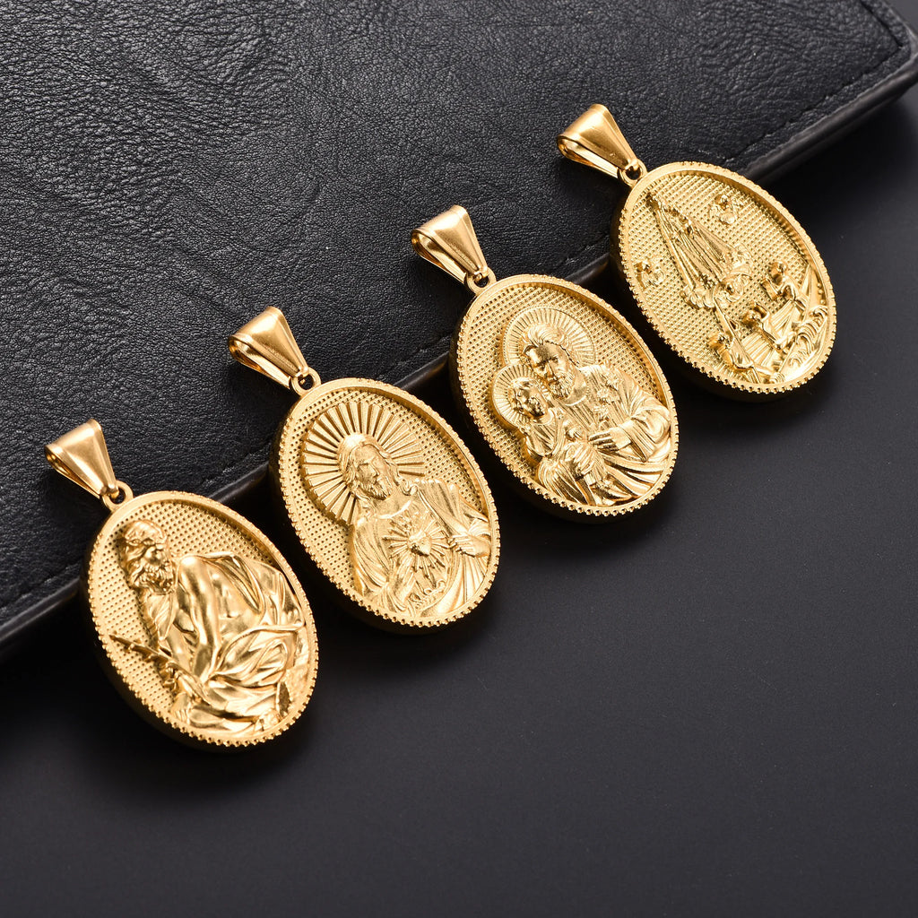 Jesus Cross Gold Pendant Necklace