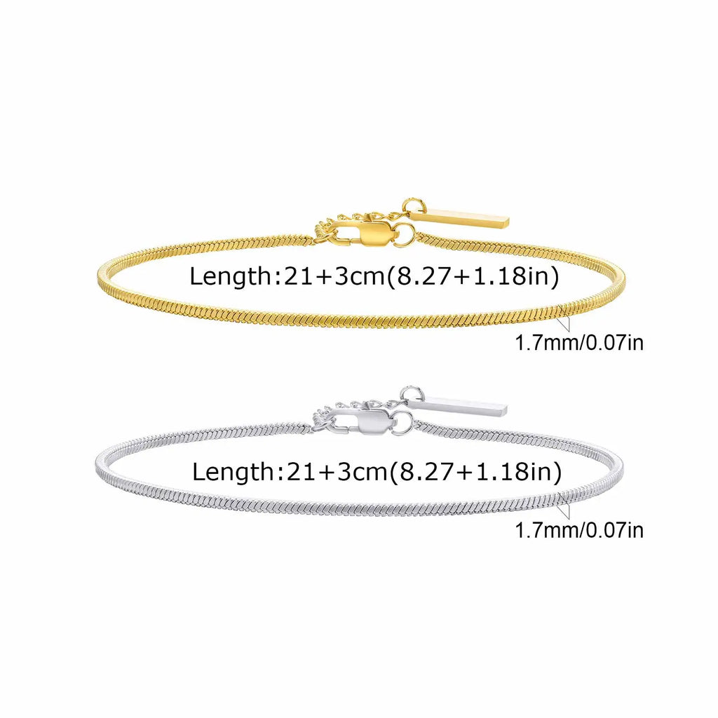 Vnox 2pcs/Set Cuban Figaro Rope Snake Chain Bracelet Set for Men Boys, Gold Black Silver Color Stainless Steel Wristband Jewelry