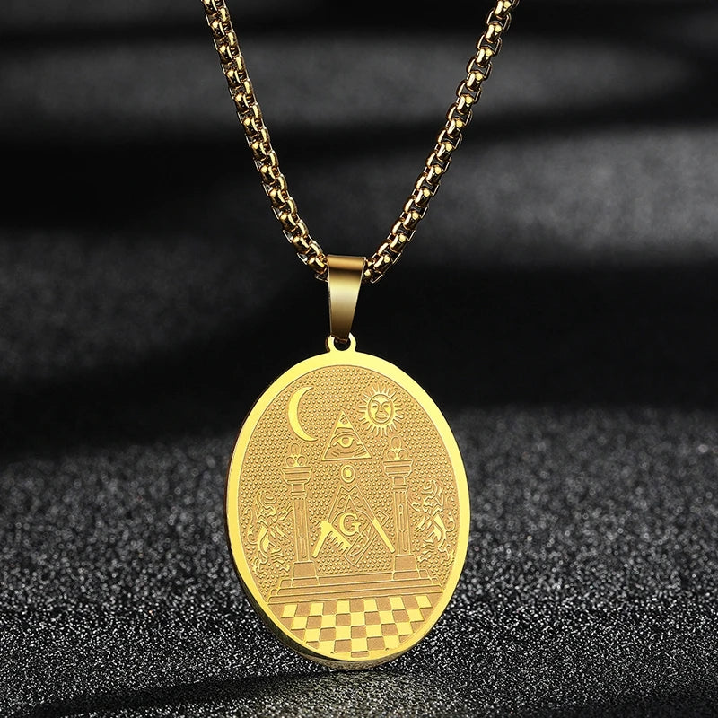 QIMING Dainty Saint George Pendant Necklace For Men Stainless Steel Warrior St. George's Dragon Medallion Mythology