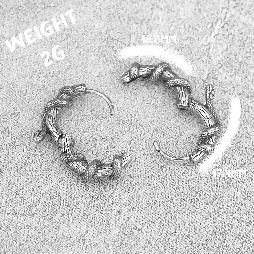Viking Winding Snake Earrings for Men — Stainless Steel
