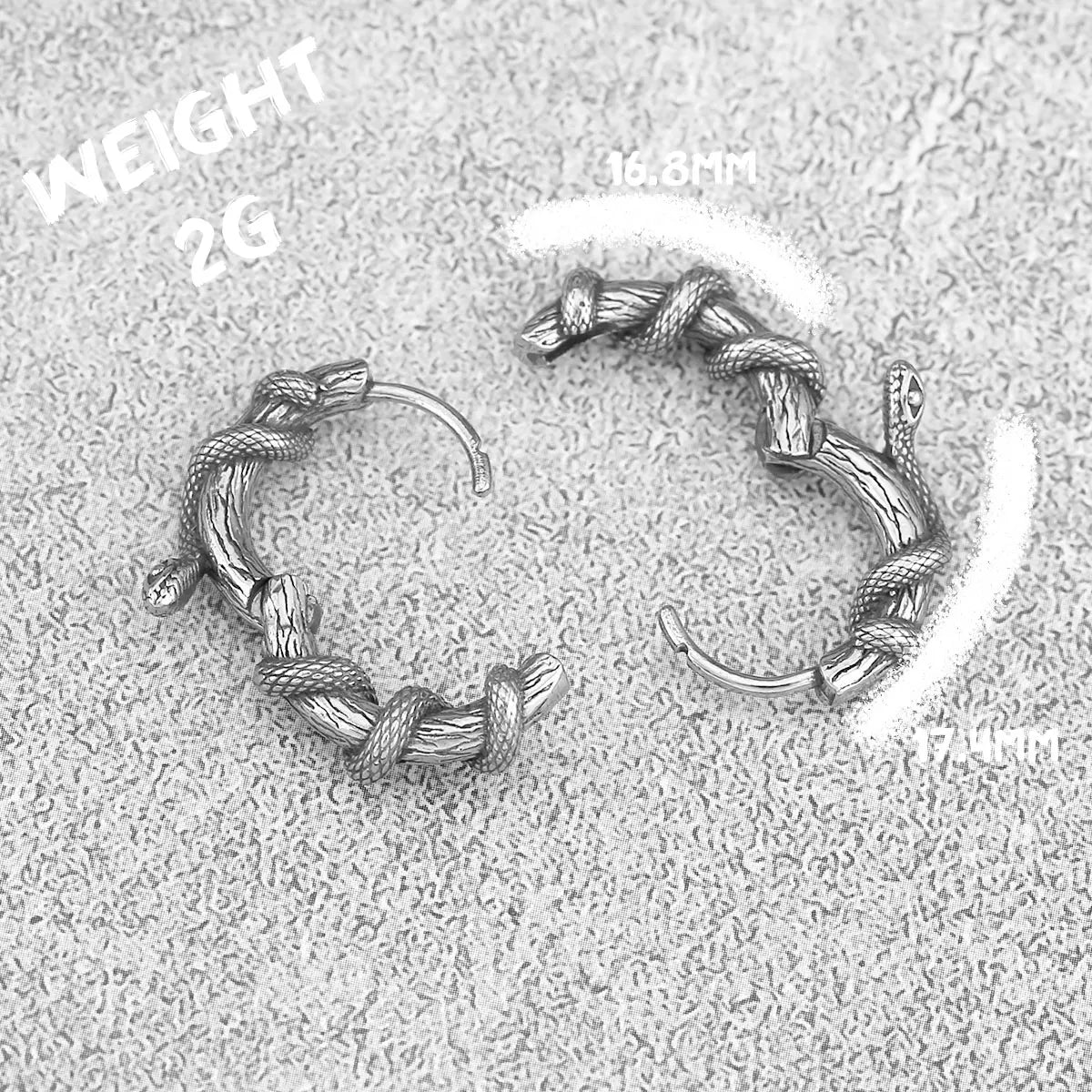 Viking Winding Snake Earrings for Men — Stainless Steel