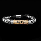 Flower Cross Roman Numeral Bracelet for Men — Stainless Steel