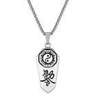 Yin Yang Runes Amulet Pendant Necklace — Two-Tone Sweater Chain