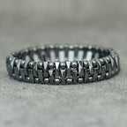 Geometric Hematite Bracelet for Men Biker Jewelry Grey Metal Energy Stone Therapy Punk Style Bangle for Him