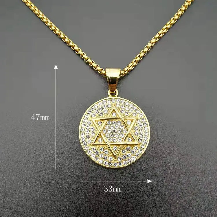 Iced Out Star of David Pendant Necklace — Gold