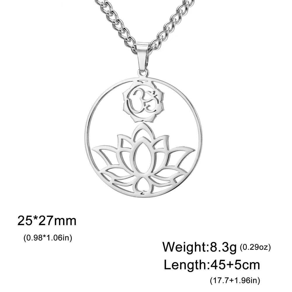 Dawapara India Tamil Om Symbol with Trident Pendant Stainless Steel Necklace Om Shiva Symbol Yoga Vintage Talisman