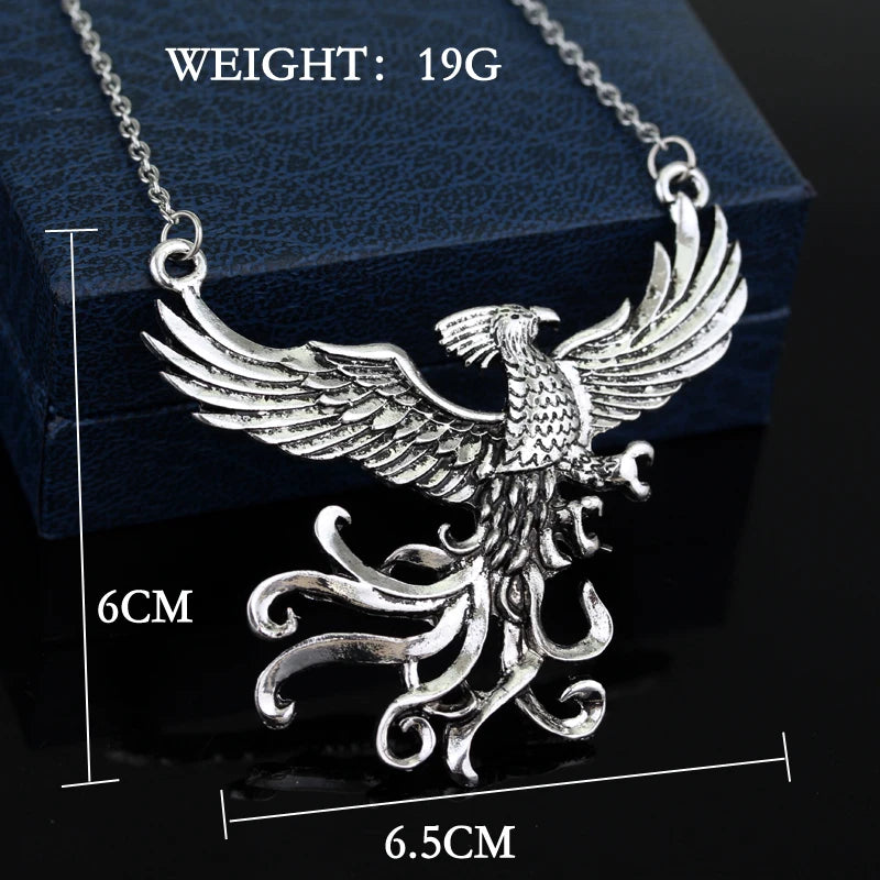 Phoenix Chinese Legend Undead Bird Pendant Necklace Paper Box  Set Halloween Easter Christmas Medieval Necklace Fawkes