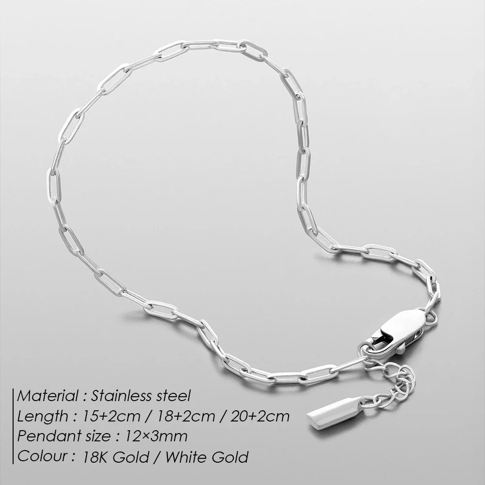 2mm Paperclip Chain Bracelet — Stainless Steel
