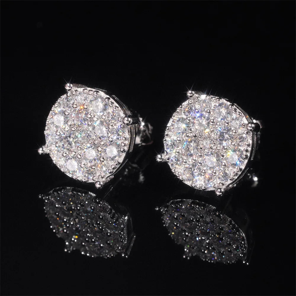 Full Moissanite D Color  Women's Men Hip-hop Earrings 925 Silver Screw Ear Stud High Quality Fine Jewelry for Women  Gift