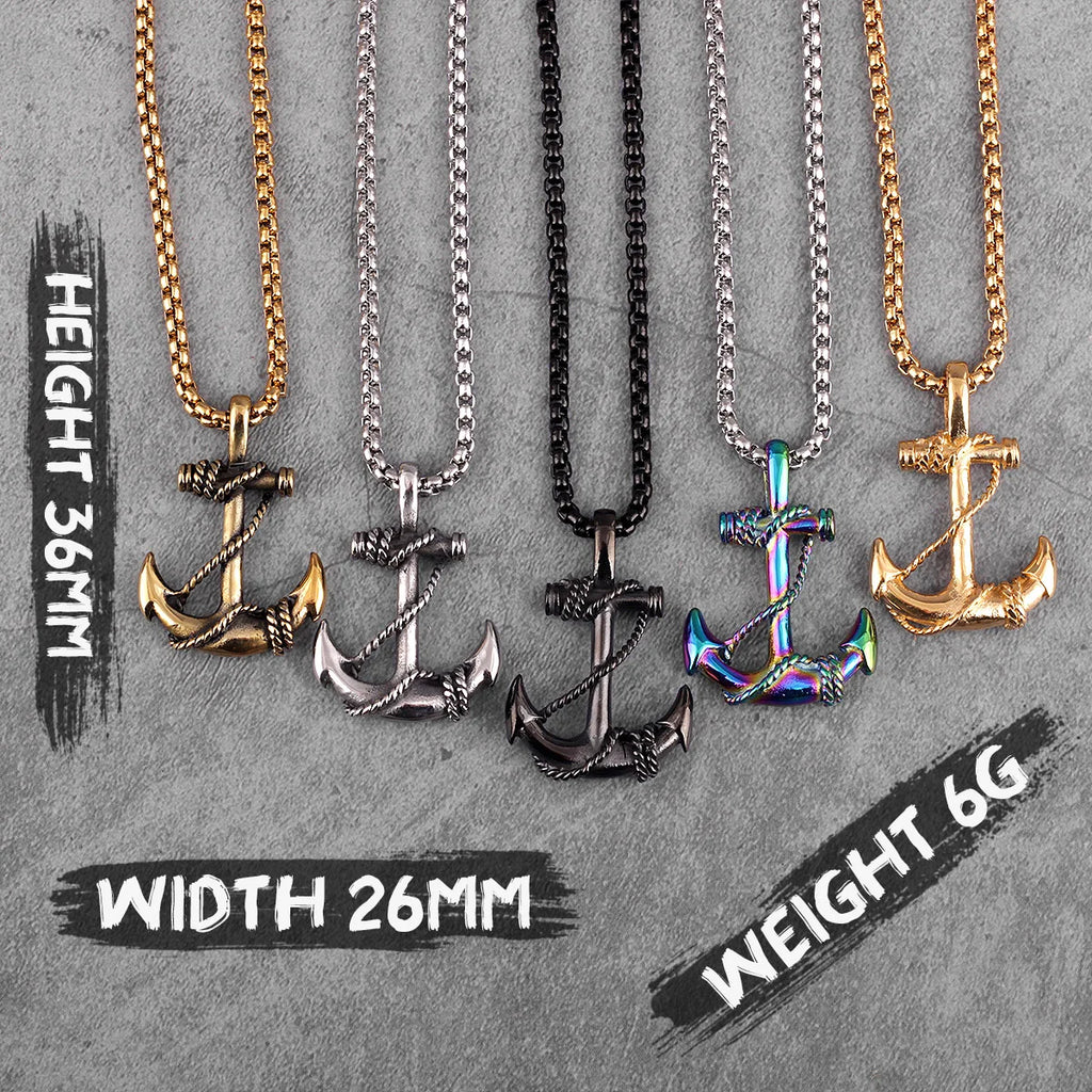 Anchor Sailor Pendant Necklace — Stainless Steel
