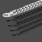 ULJ Hip-Hop Jewelry Men and Women Stainless Steel Miami Cuban Link Street Rapper Necklace Waterproof Chain