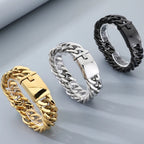 Cool 17MM Width Curb Cuban Link Chain Bracelet for Man Polished Stainless Steel Men's Bracelets Punk Rock Jewelry
