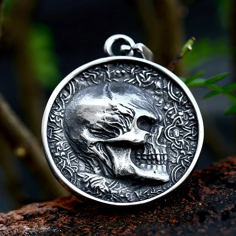 Double-Sided Skeleton Pendant Necklace — Stainless