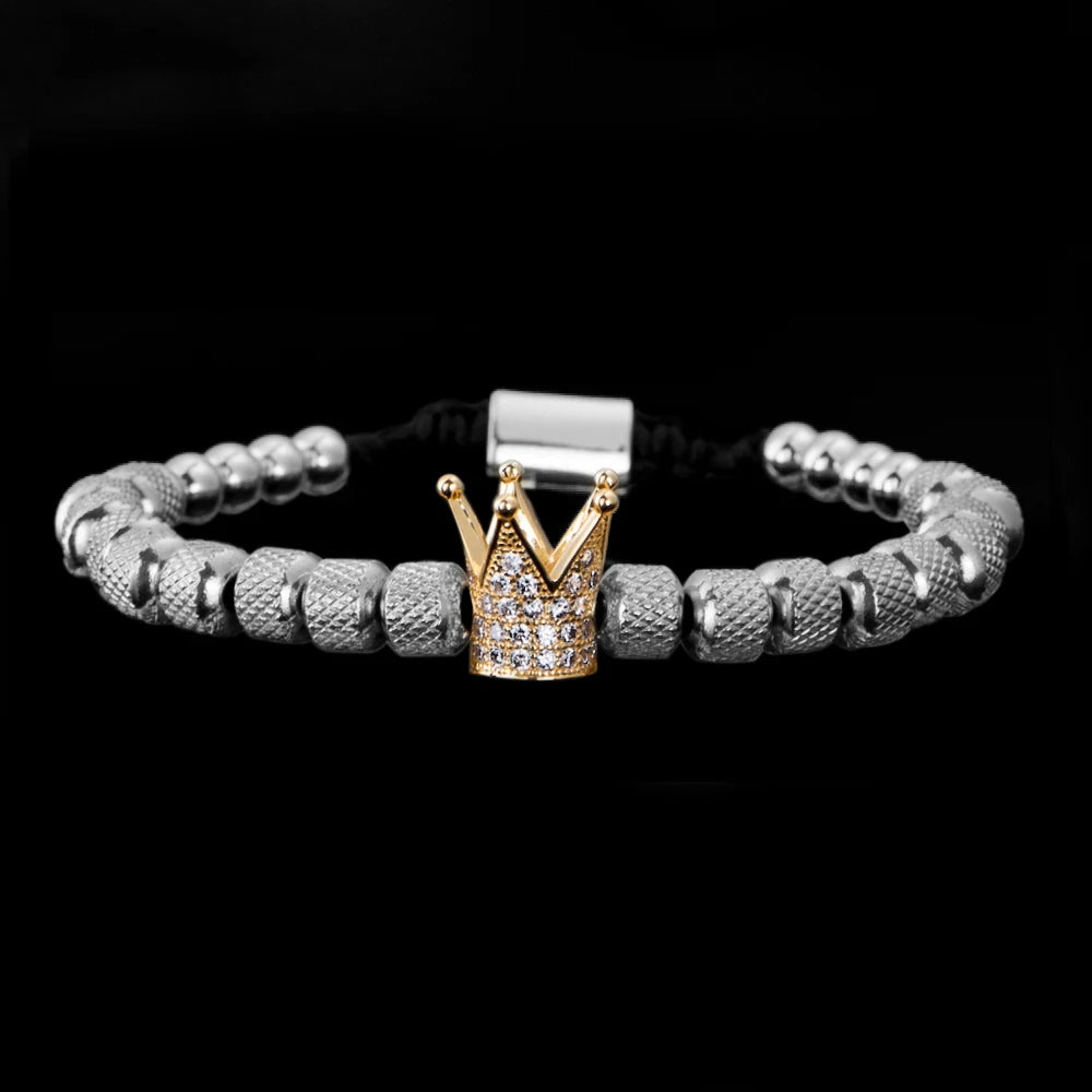 Luxury Crown Men Bracelet 316L Stainless Steel Bracelet Banlge Titanium Steel Gold Color Bracelet Adjust Size Men