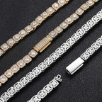 Gold Tennis Bracelet Iced Out 7MM Cluster