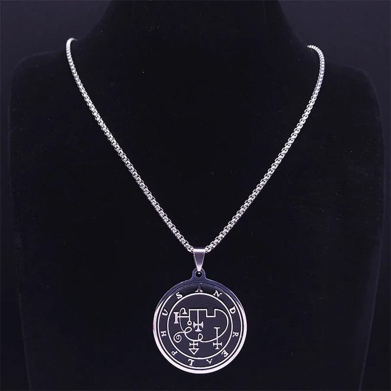 Occult Sigil Silver Pendant Goth Andrealphus Satan