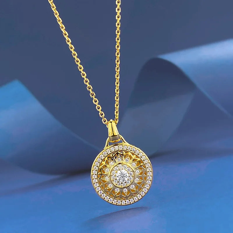 luxury real gold jewelry 24k certifid eight treasures compass pendant au999 pure gold necklace adjustable