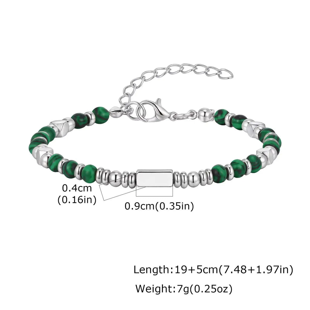 Vnox Men's Cross Natural Stone Beads Bracelets, 19-24cm Adjustable Length Lobster Clasp Trendy Chain Wristband Jewelry for Him