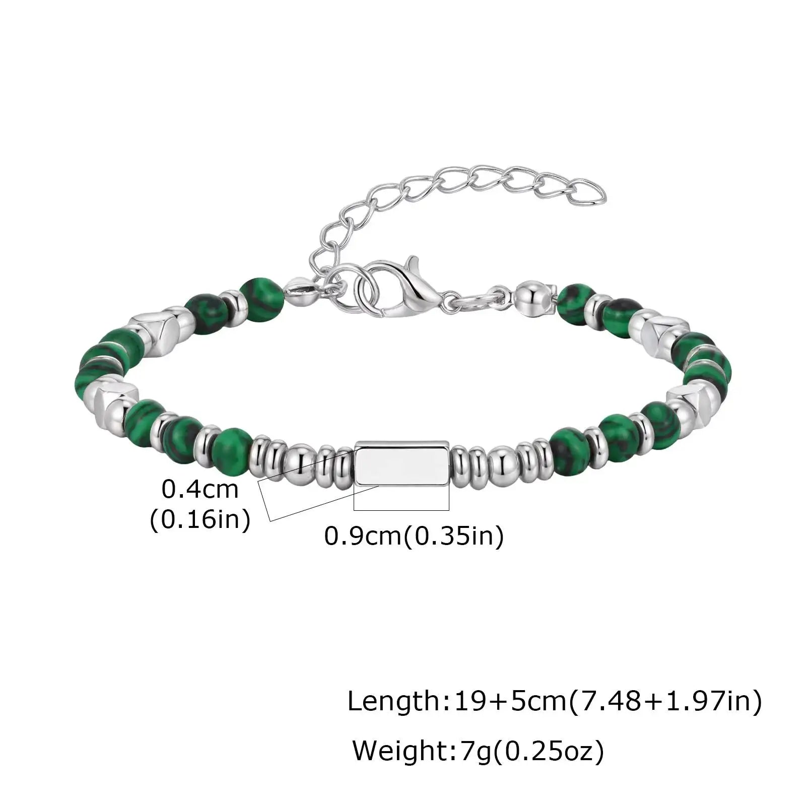Vnox Men's Cross Natural Stone Beads Bracelets, 19-24cm Adjustable Length Lobster Clasp Trendy Chain Wristband Jewelry for Him