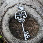 Gothic Key Pendant Necklace — Silver