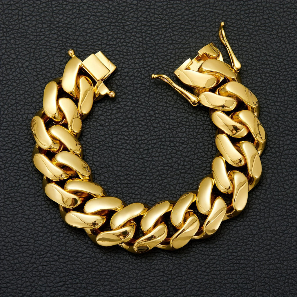8-14mm Punk Rock Stainless Steel Rhombus Cuban MIami Link Chain Bracelets for Men Hip Hop Rock Jewelry Gold Color Jewelry Gift