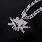 New Men Hip Hop Iced Out Bling AK47 Gun Pendant Necklace with 13mm Miami Cuban Chain HipHop Letter BABY Necklace Fashion Jewelry