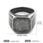 Vintage Polished Square Signet Ring — Stainless Steel
