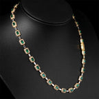 Tennis Chain Necklace Stainless Steel Green CZ