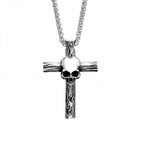 Gothic Stainless Steel Skull Cross Pendant Necklace For Men Women Fashion Punk Hip Hop Simple Necklaces Party Jewelry