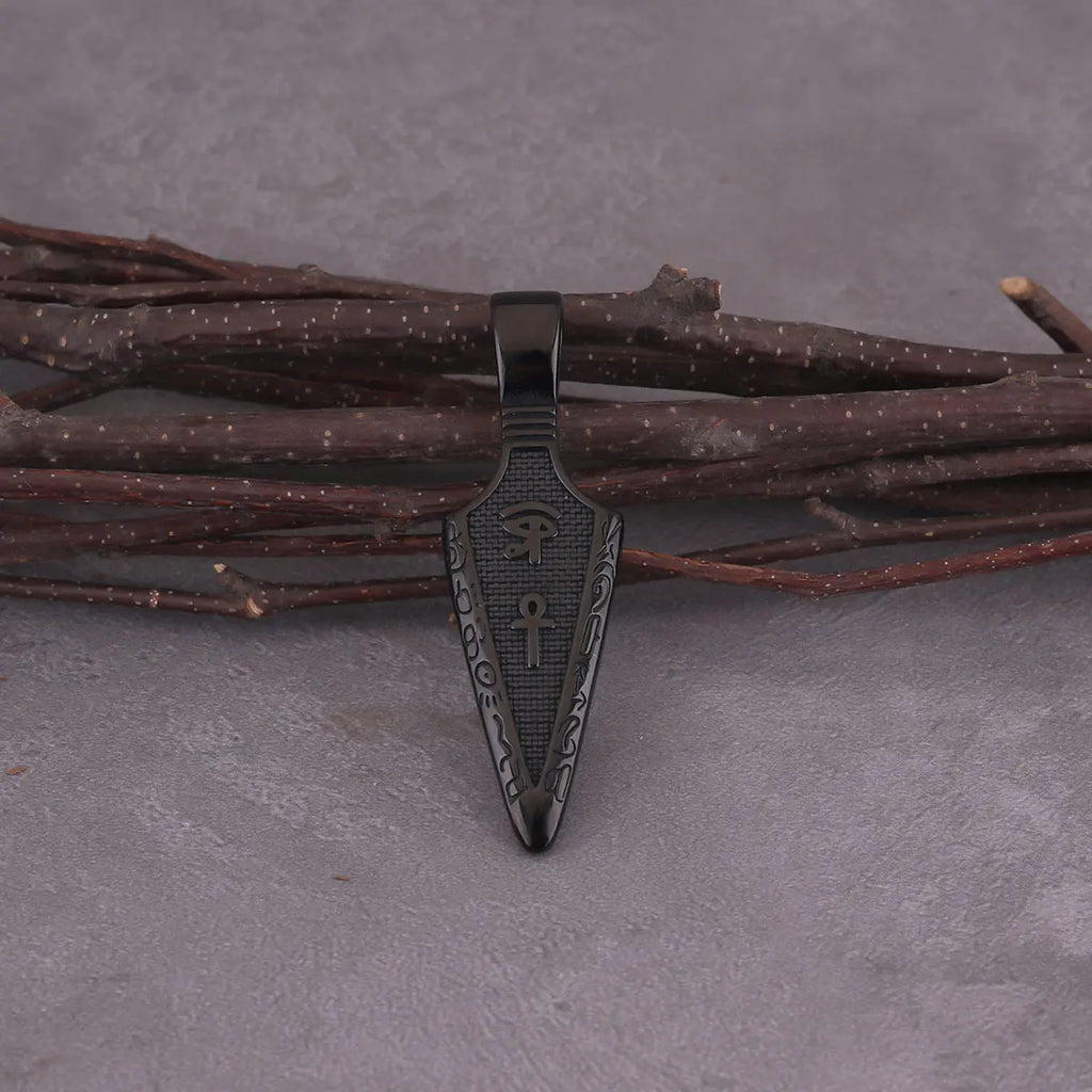 Viking Rune Spear Pendant Necklace Men's Punk Hip Hop Stainless Steel Gold Black Color Eye of Horus Amulet Necklace