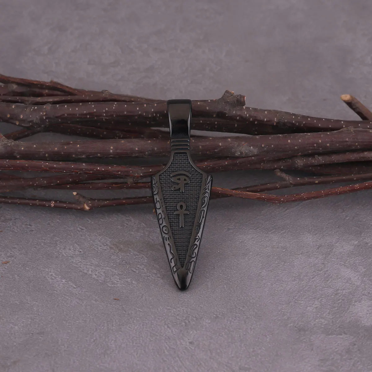 Viking Rune Spear Pendant Necklace Men's Punk Hip Hop Stainless Steel Gold Black Color Eye of Horus Amulet Necklace